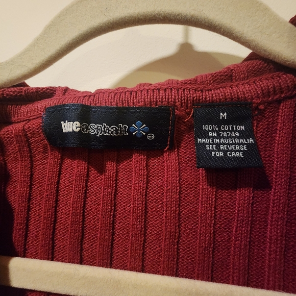 BLUE ASPHALT - Hooded Ribbed Duster Cardigan in Red, Size M - Picture 4 of 6